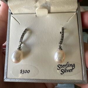Bridge Cultured Pearl & Diamond Earrings